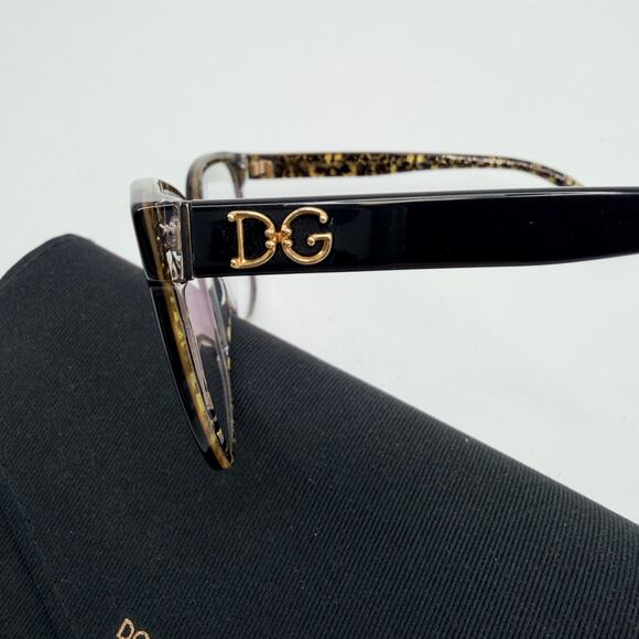 DOLCE & GABBANA DG 3321 3215 Black Damasco Gold Glitter Made in Italy 54-17-140